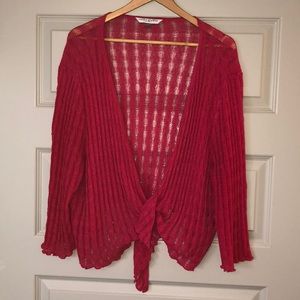 Hot pink semi sheer cardigan—very feminine
